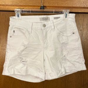 Judy Blue boyfriend fit white distressed jean shorts